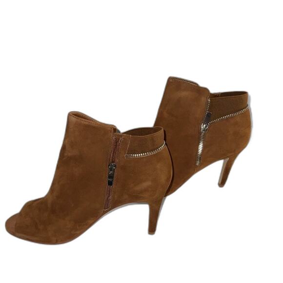 Marc Fisher Zipper Brown Suede Peeptoe Booties Size 9.5 NWOT - Picture 2 of 7